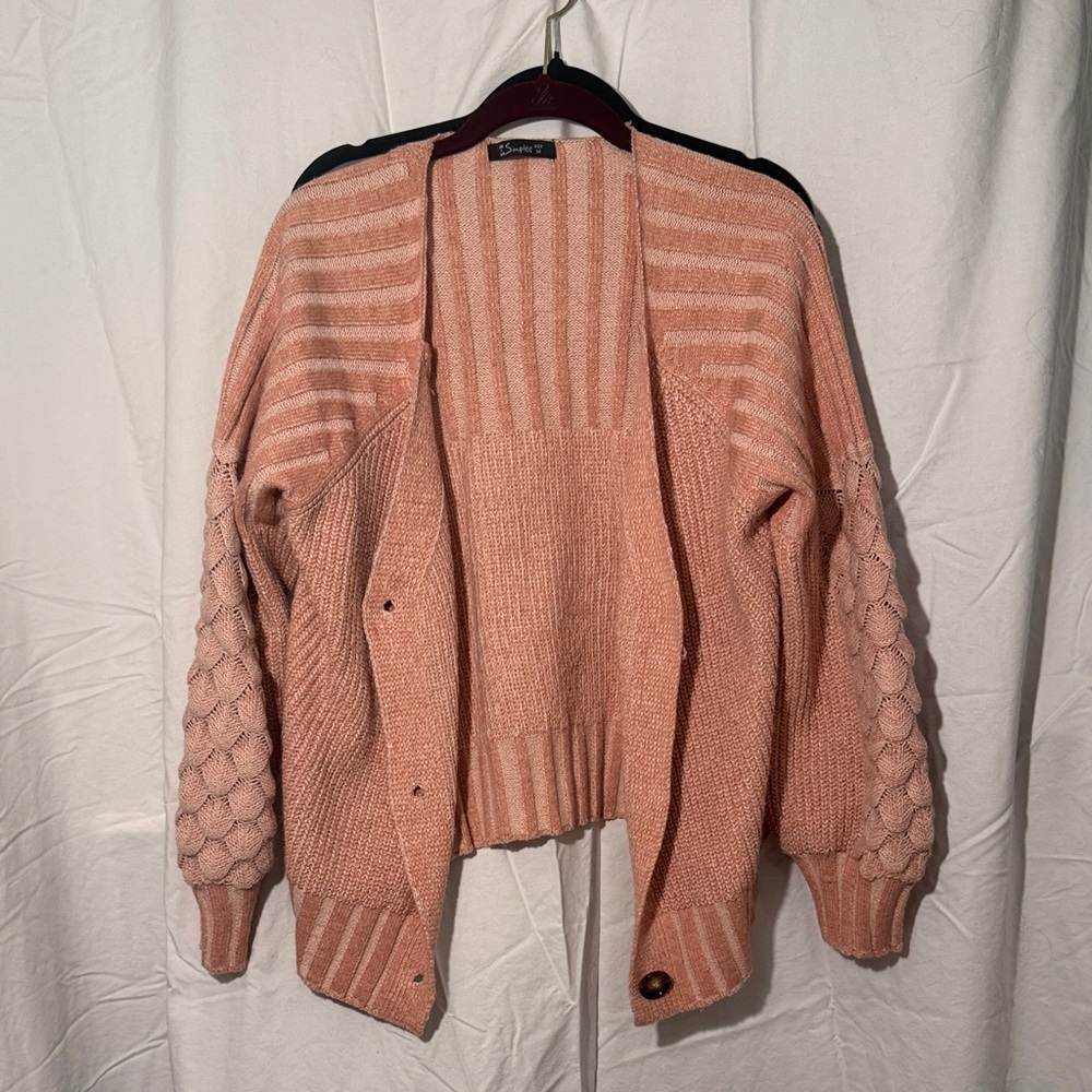 Sonoma Blush Cardigan with Textured Sleeves